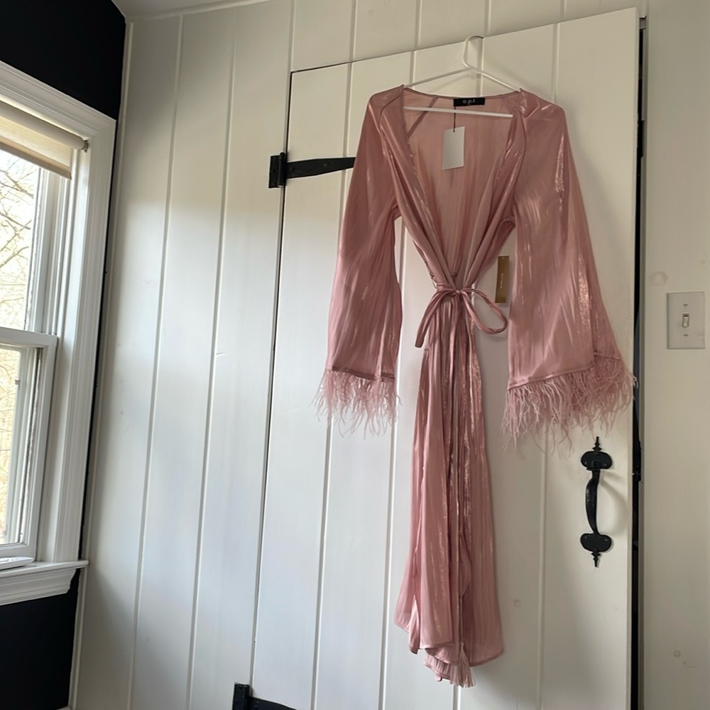 Shimmering Pink feather wrap dress